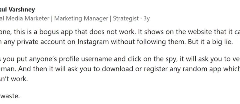 Screenshot showing a negative review 