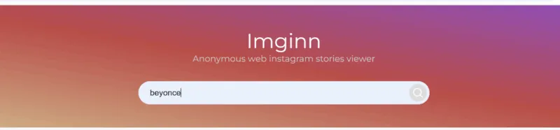 Imginn search bar