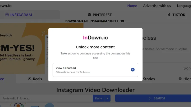 Screenshot showing that you need to watch a video before downloading content