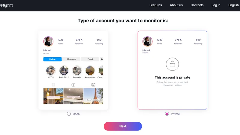Step-by-Step Guide on how to use Glassagrm - Choose account type