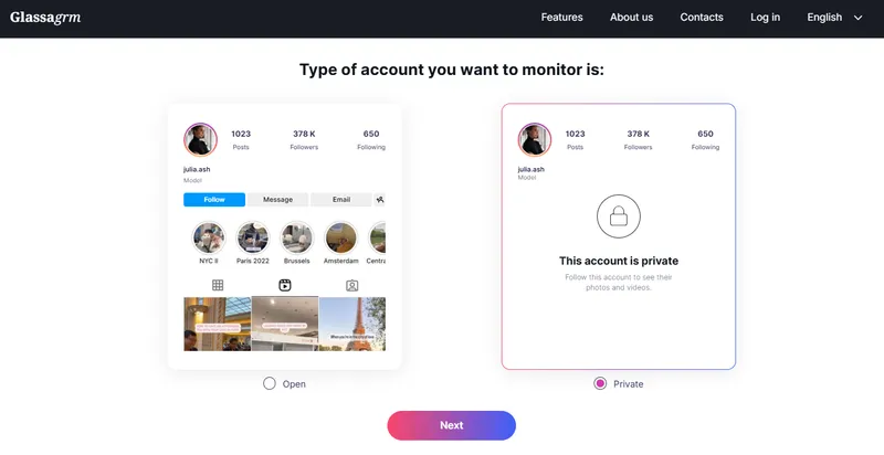 Step-by-Step Guide on how to use Glassagrm - Choose account type