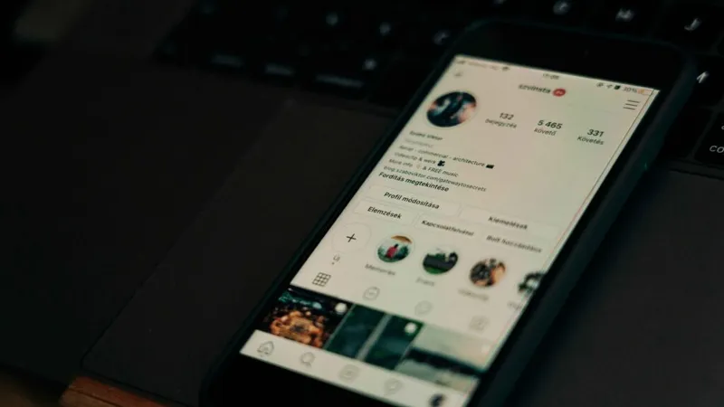 he phone screen displaying an Instagram profile