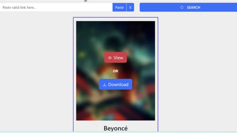 Screenshot showing options to view or download content.