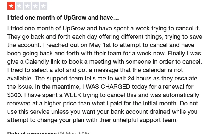 upgrow customer review- tria