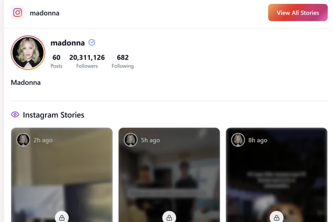 Madonna’s Instagram profile with all content locked. Madonna’s Instagram profile with all content locked.