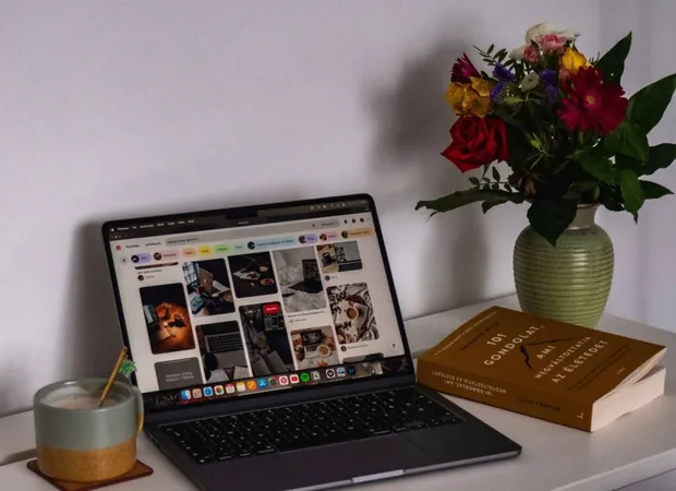 Laptop displaying a photo on the screen