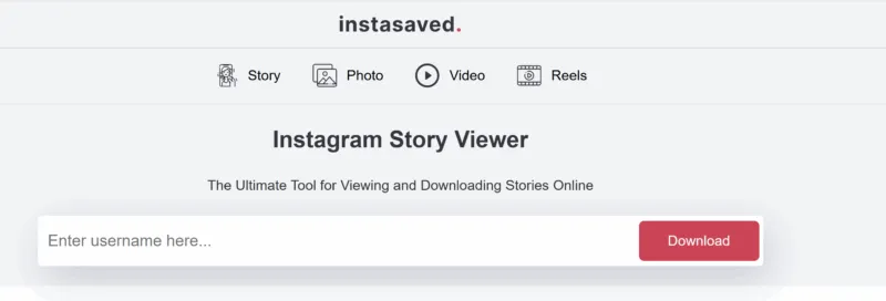 instasaved main page