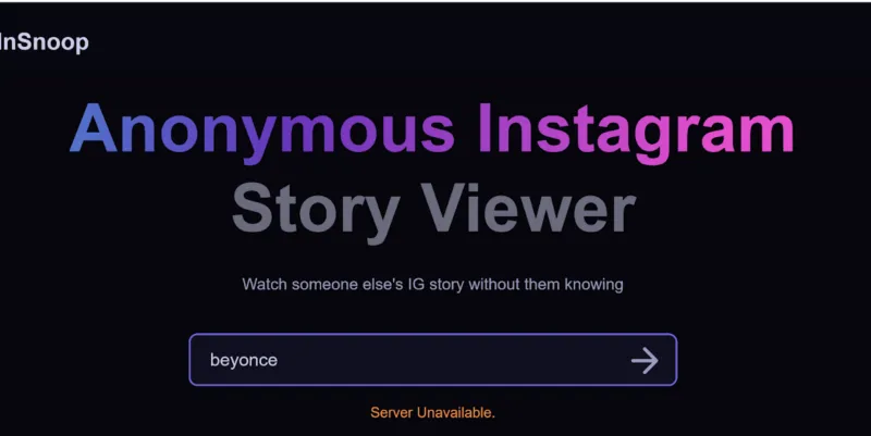 Screenshot showing an attempt to use insnoop to view Beyoncé anonymously.