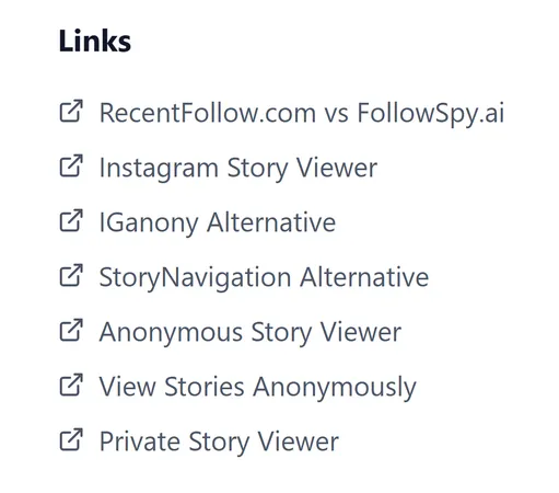 FollowSpy links FollowSpy links
