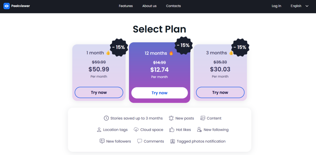 Creating an account with Peekviewer: Peekviewer subscription plans
