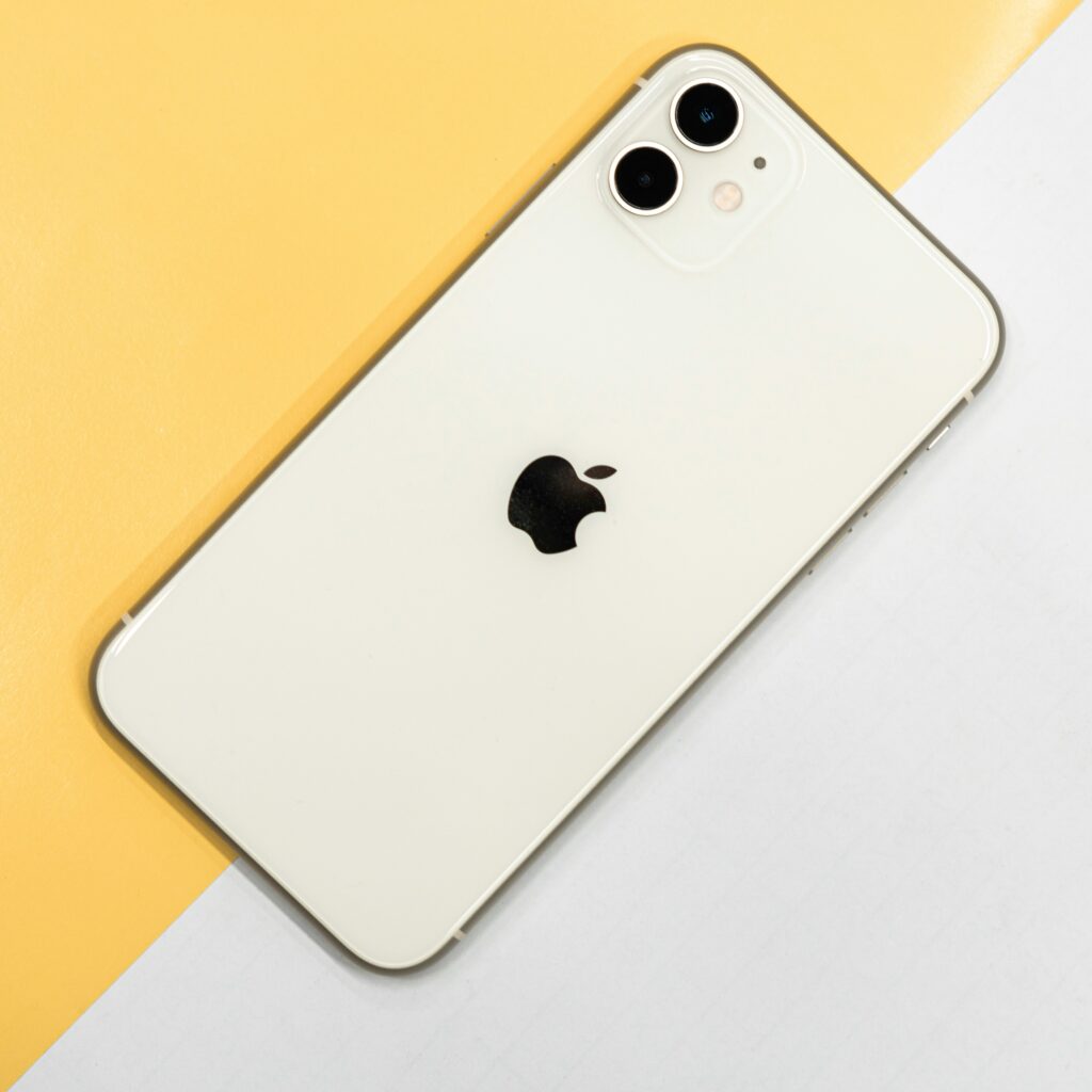 An iPhone with the Apple logo visible