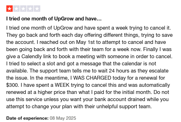 upgrow customer review- tria