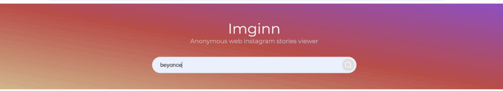 Imginn search bar