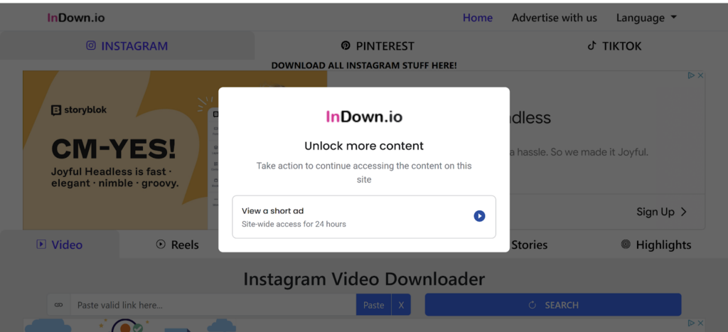 Screenshot showing that you need to watch a video before downloading content