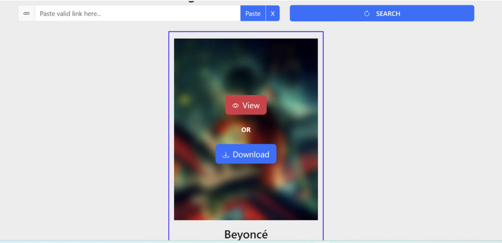 Screenshot showing options to view or download content.