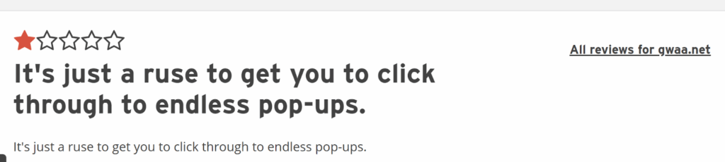 Screenshot of a review about GWAA