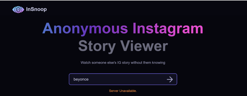 Screenshot showing an attempt to use insnoop to view Beyoncé anonymously.