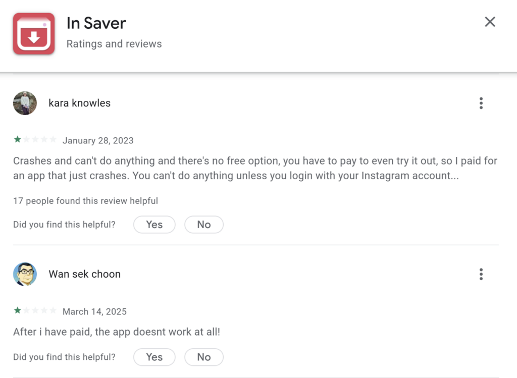 Screenshot of a detailed review about the Insaver Instagram downloader tool.