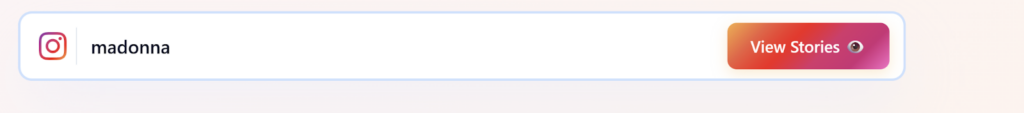 Screenshot showing a user entering the Instagram username “Madonna” into a search field.