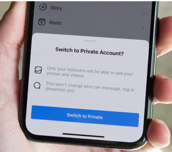 Switch to Private Account sign